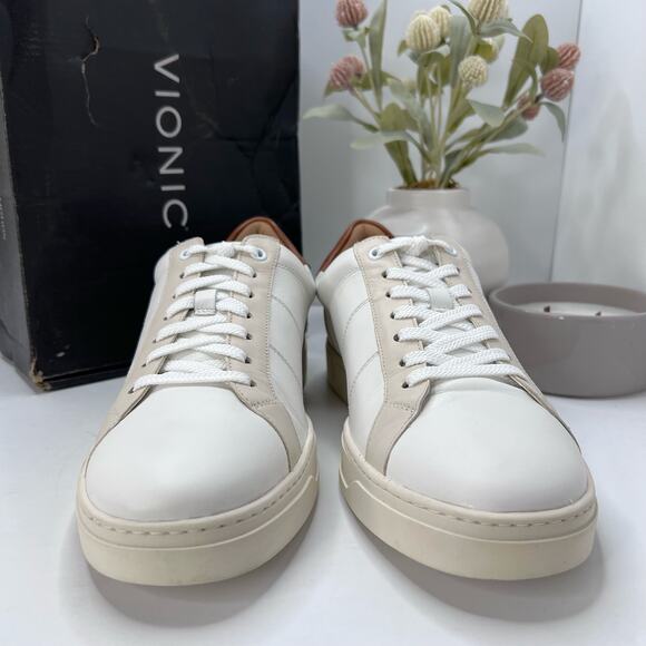 Vionic Lucas Lace Up Leather Sneaker White Shoes I9348L1100 Men's 10M Tried on - Picture 4 of 10